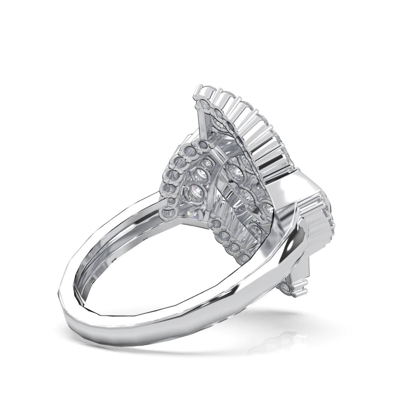 1.00 ct Moissanite Fancy Rings in 14k White Gold
