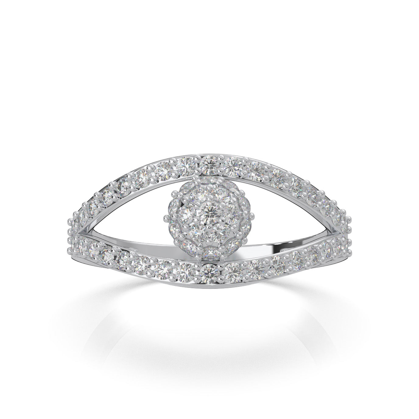 0.75 ct Natural Diamond Fancy Rings in 14k White Gold