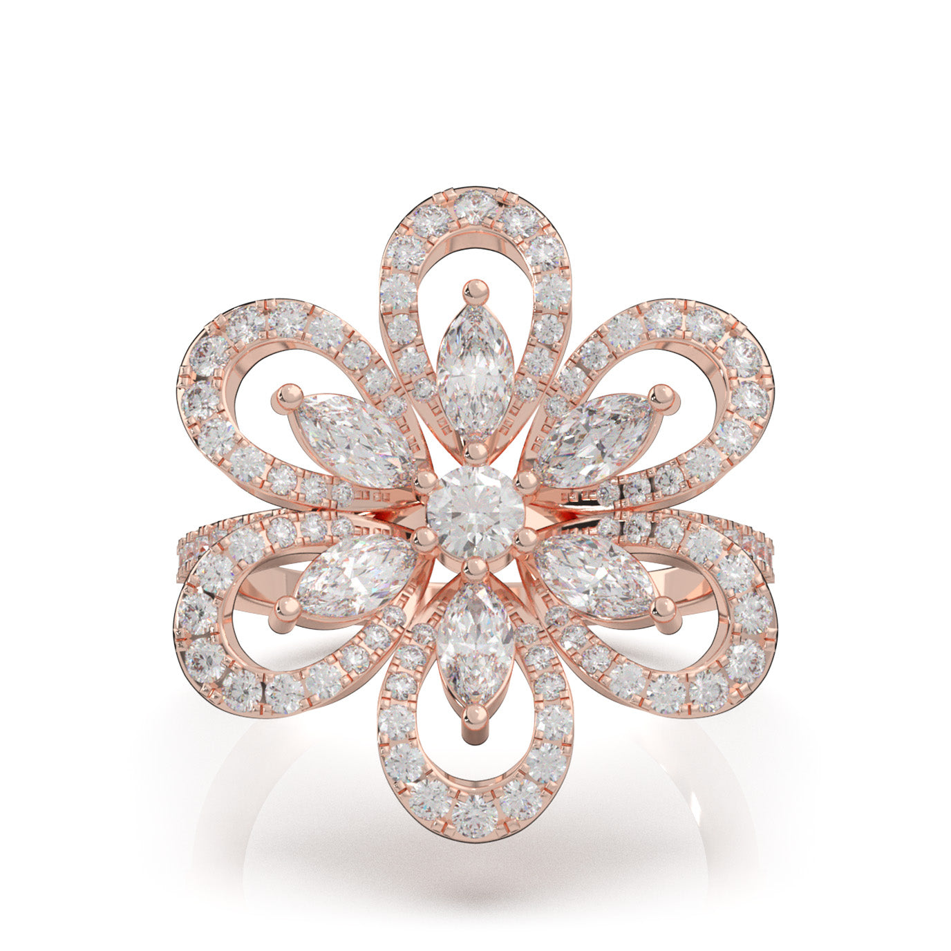 1.60 ct Moissanite Fancy Rings in 14k Rose Gold