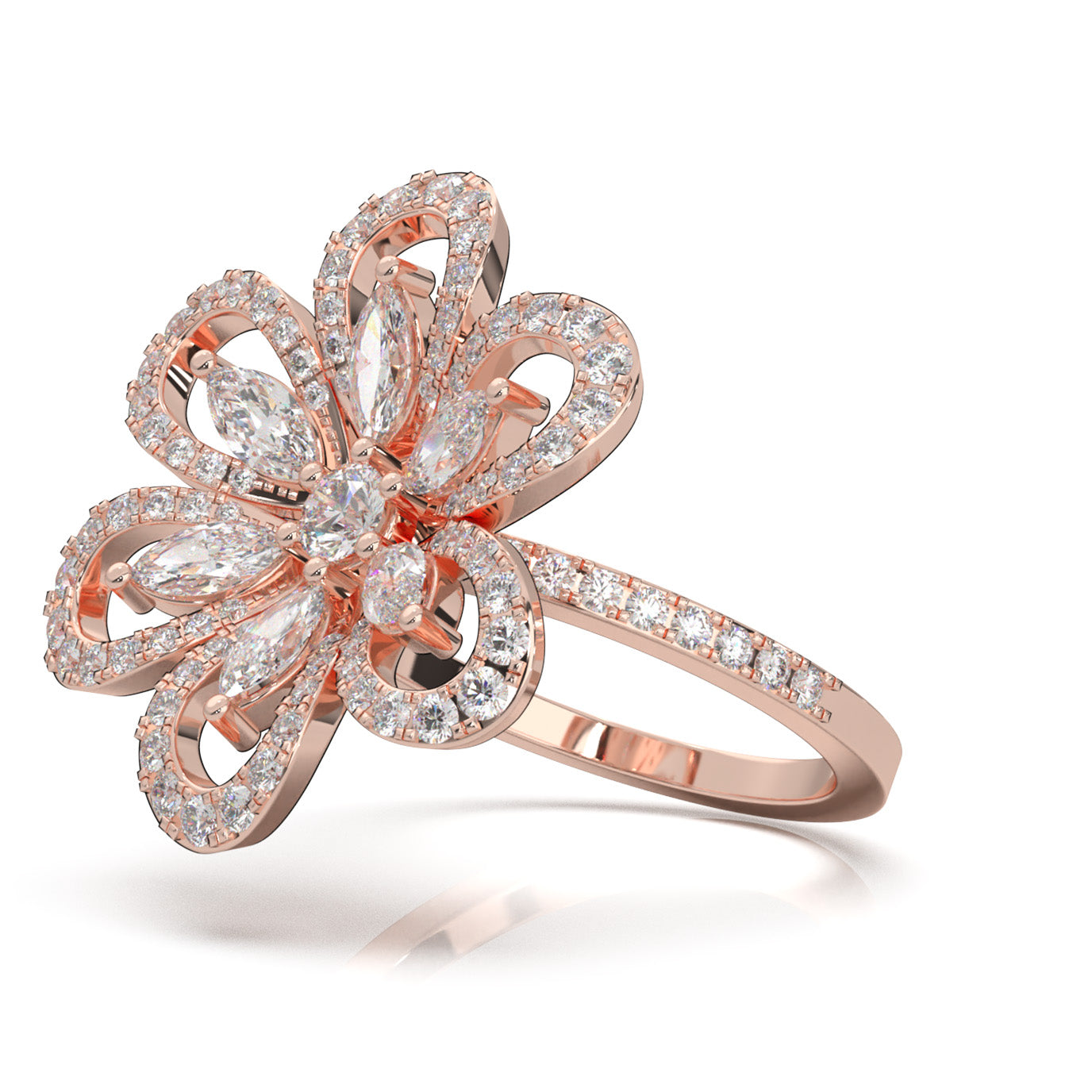 1.60 ct Natural Diamond Fancy Rings in 10k Rose Gold