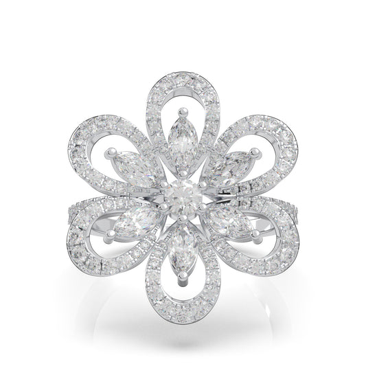 1.60 ct Natural Diamond Fancy Rings in 14k White Gold