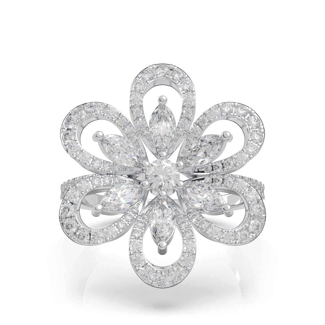 1.60 ct Natural Diamond Fancy Rings in 10k White Gold