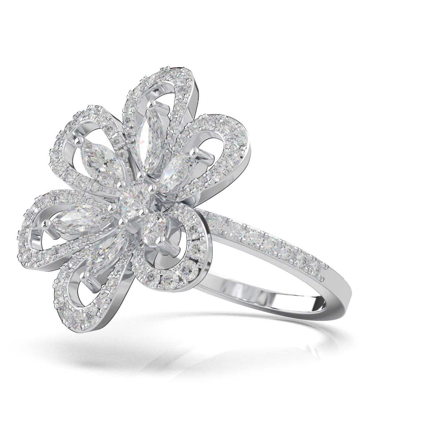 1.60 ct Moissanite Fancy Rings in 10k White Gold