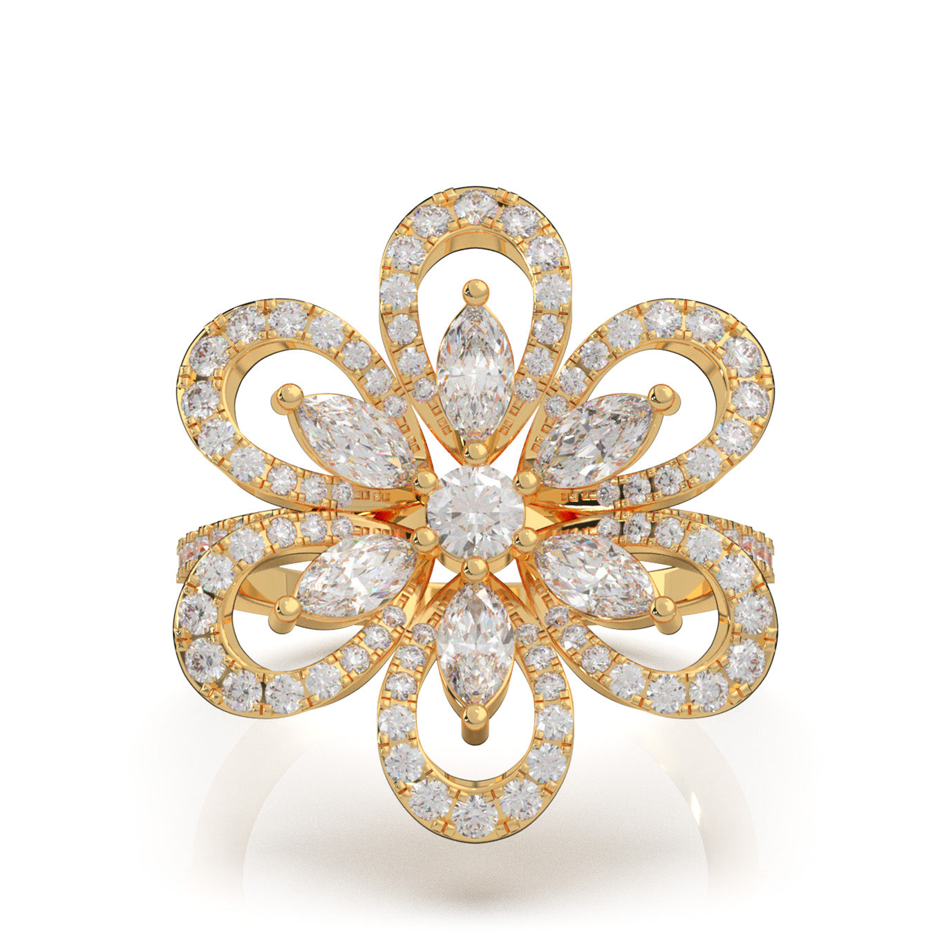 1.60 ct Moissanite Fancy Rings in 14k Yellow Gold