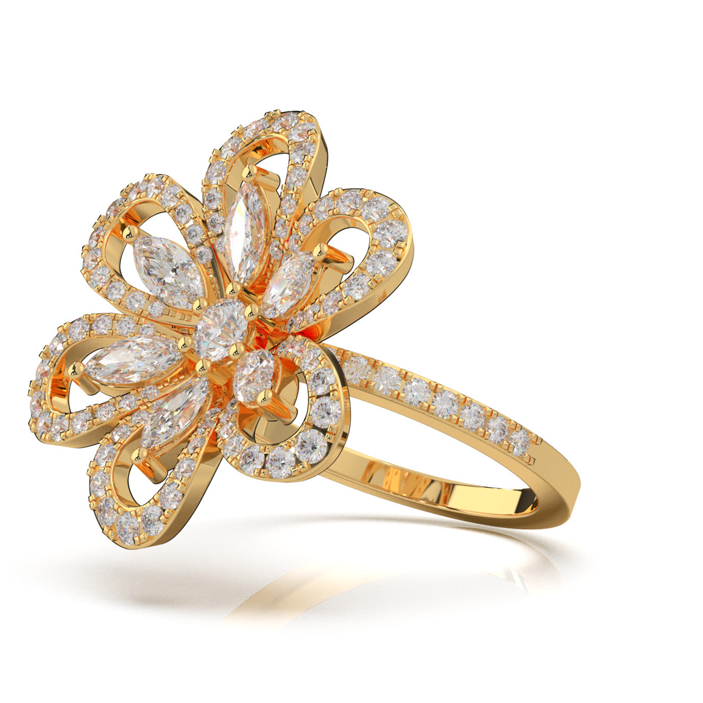 1.60 ct Natural Diamond Fancy Rings in 10k Yellow Gold