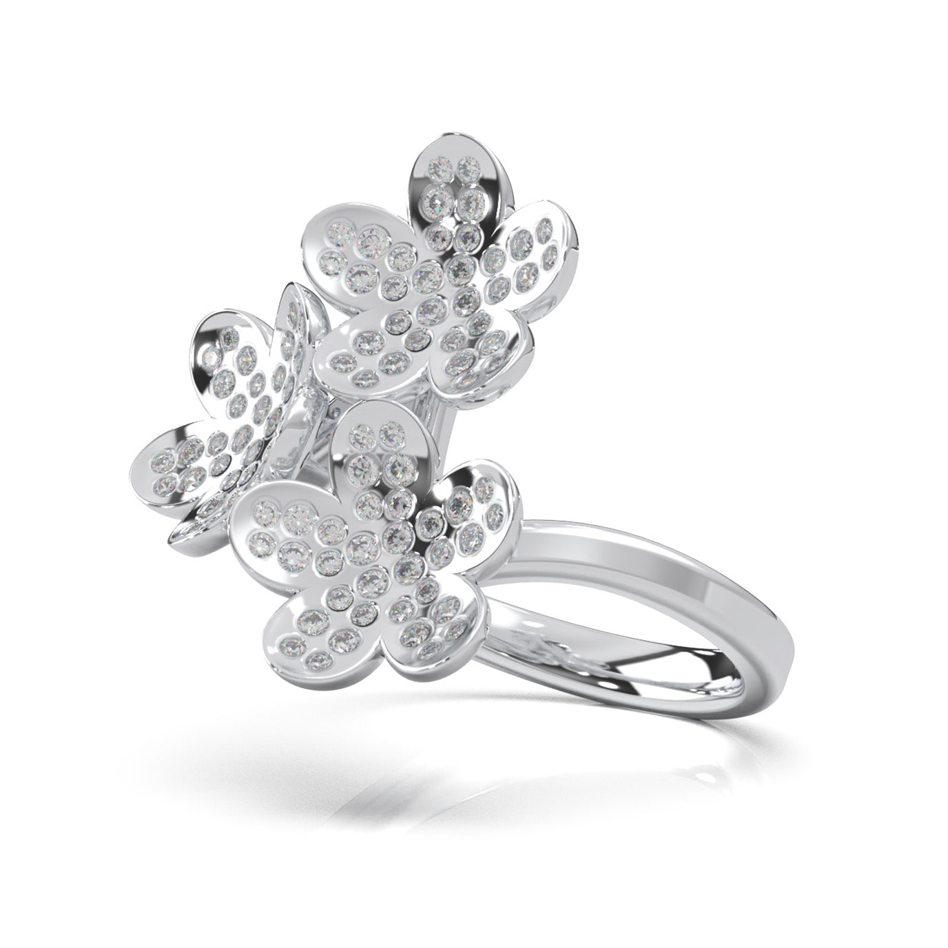 0.75 ct Natural Diamond Fancy Rings in 14k White Gold