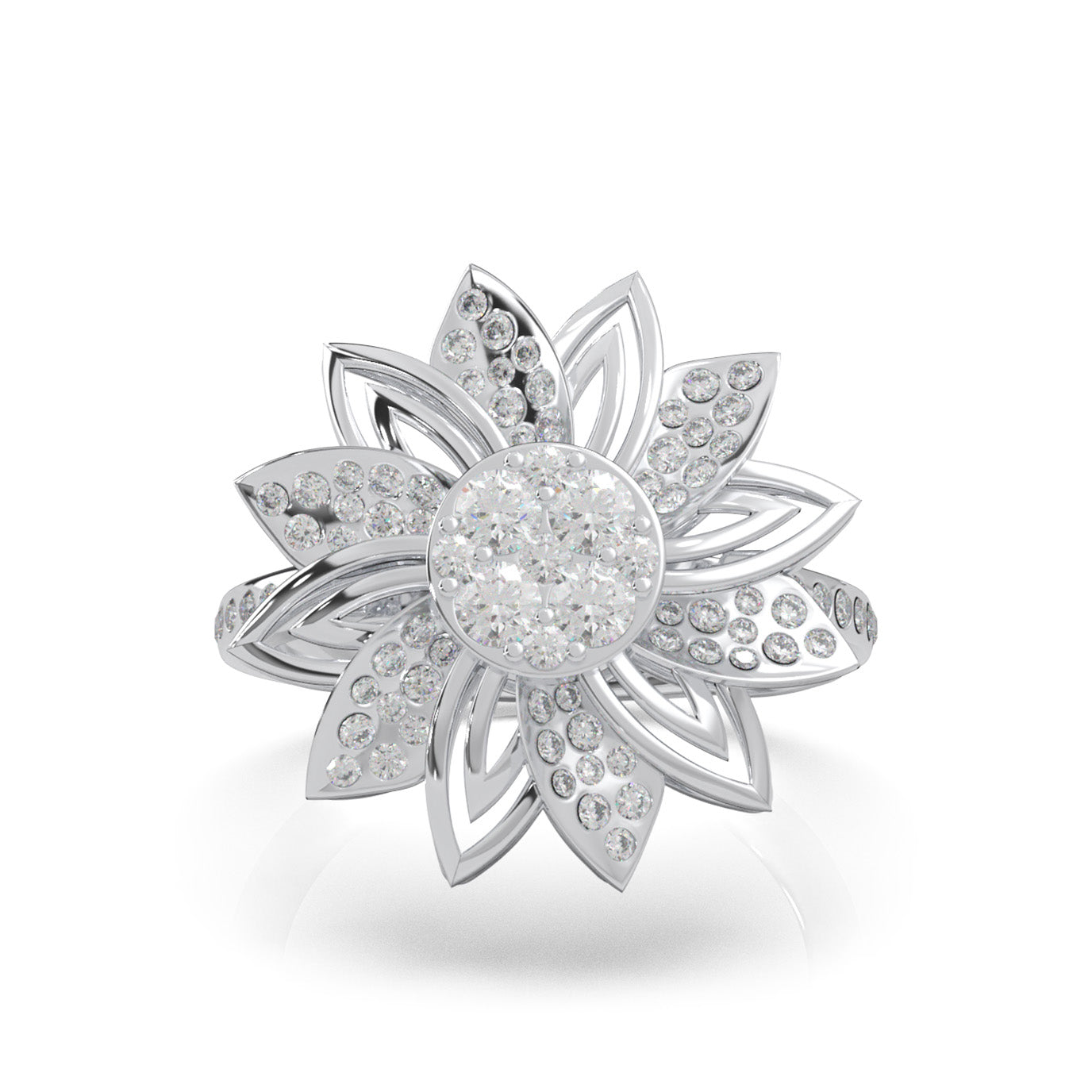 0.90 ct Moissanite Fancy Rings in 10k White Gold