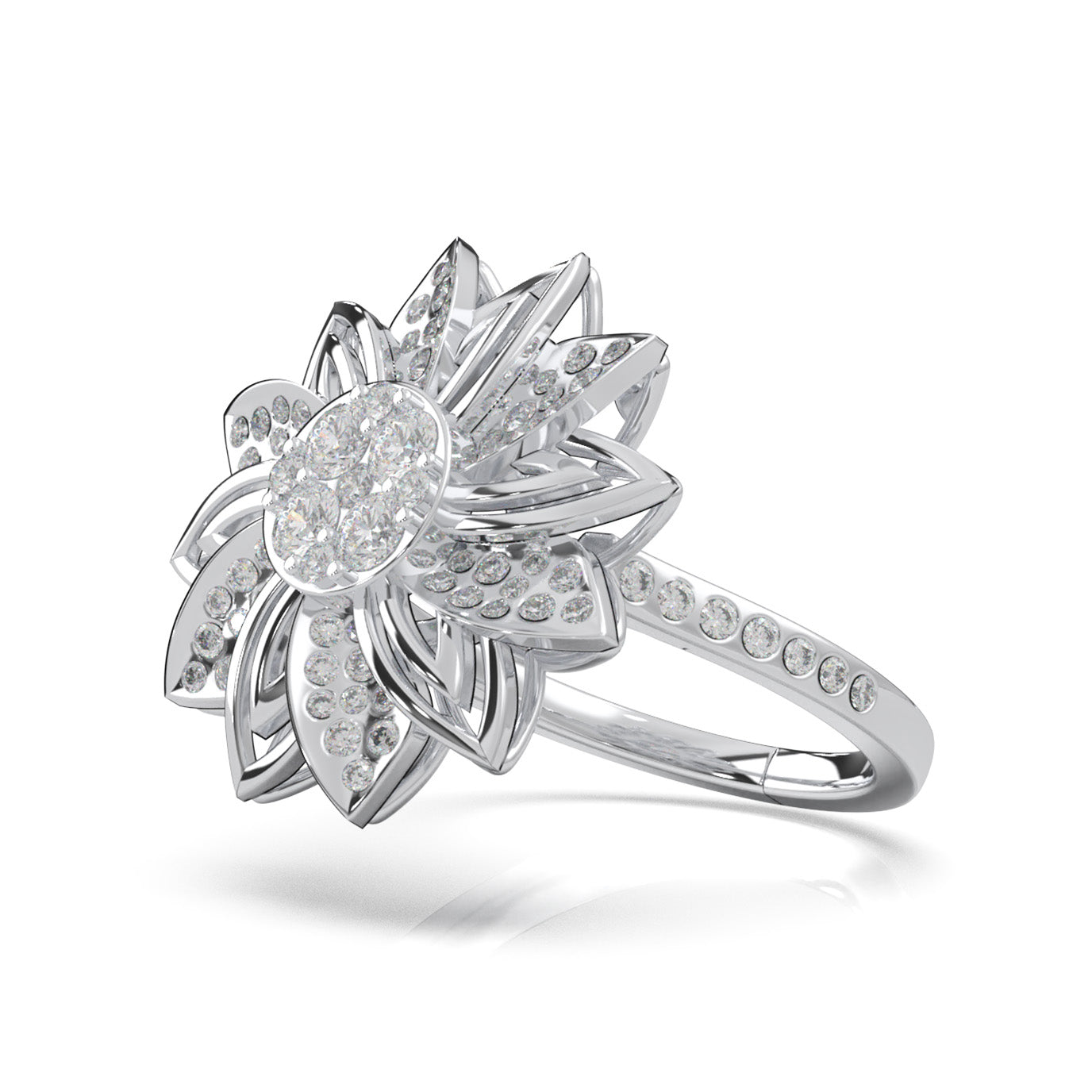 0.90 ct Moissanite Fancy Rings in 14k White Gold