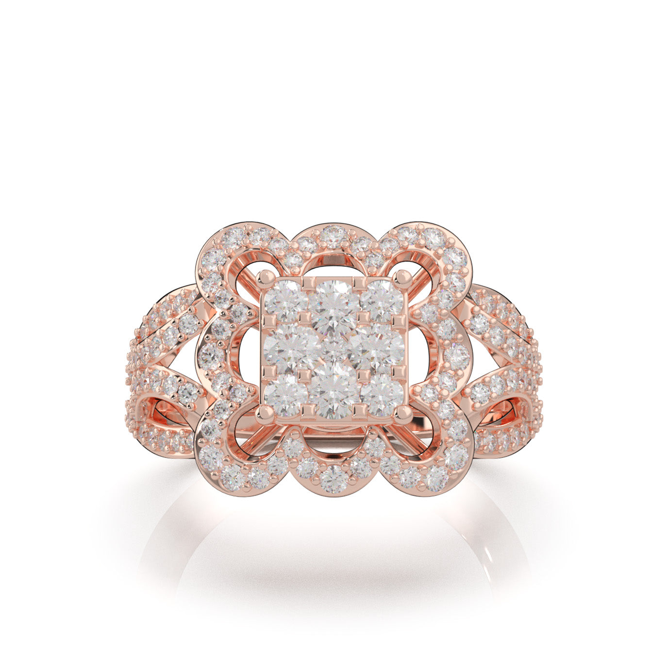 1.20 ct Moissanite Fancy Rings in 10k Rose Gold