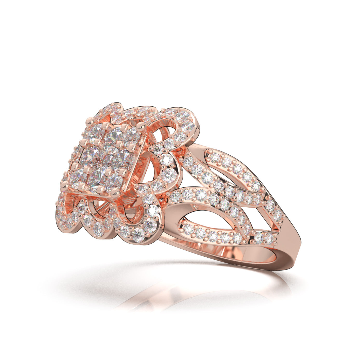 1.20 ct Natural Diamond Fancy Rings in 14k Rose Gold