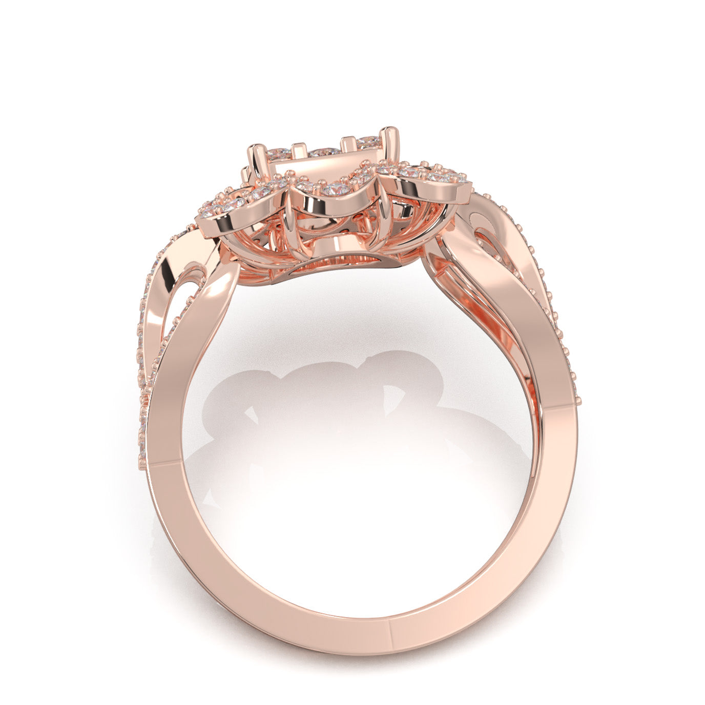 1.20 ct Moissanite Fancy Rings in 14k Rose Gold