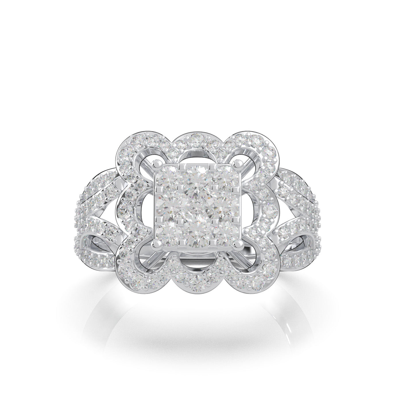 1.20 ct Moissanite Fancy Rings in 14k White Gold