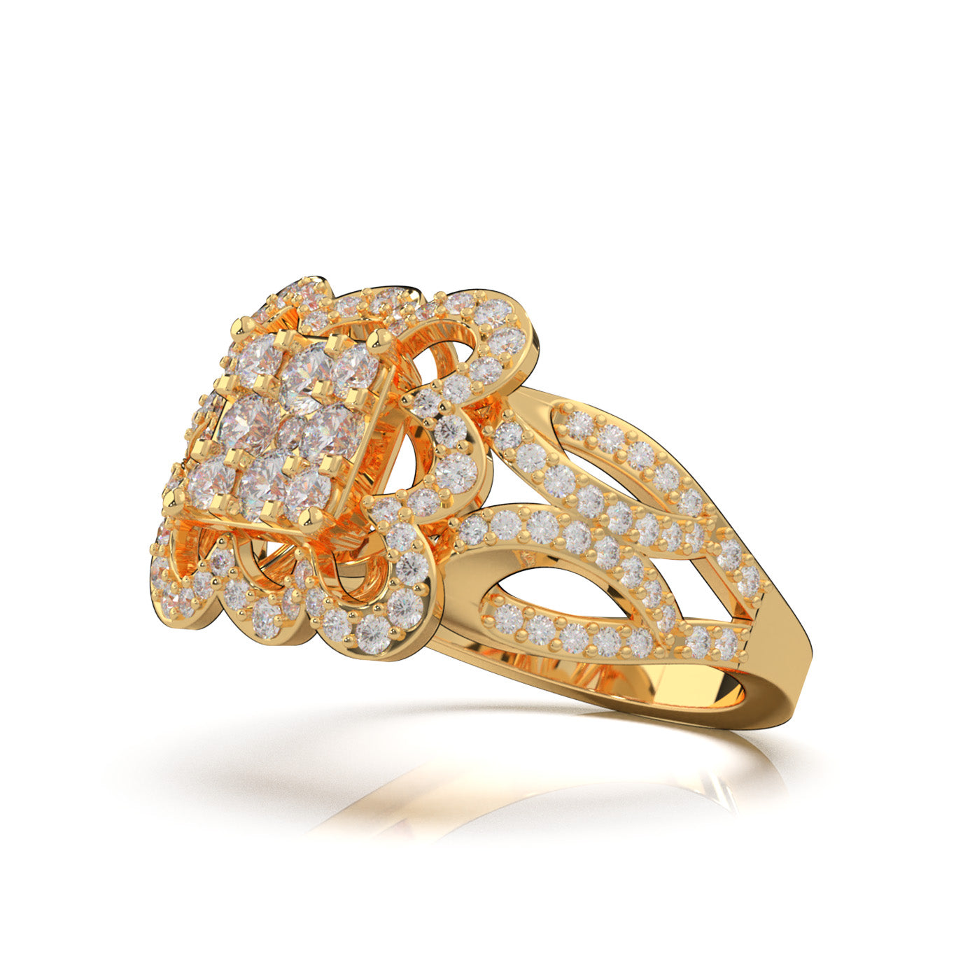 1.20 ct Moissanite Fancy Rings in 14k Yellow Gold