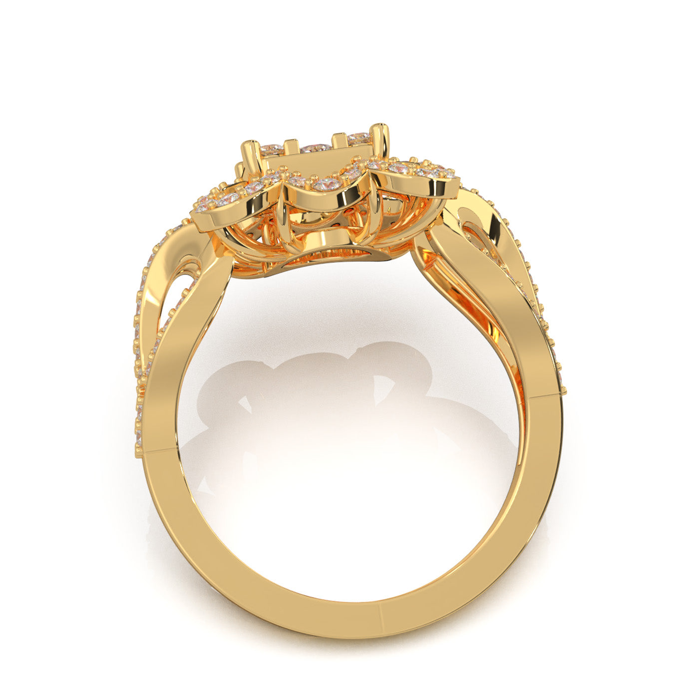 1.20 ct Moissanite Fancy Rings in 14k Yellow Gold