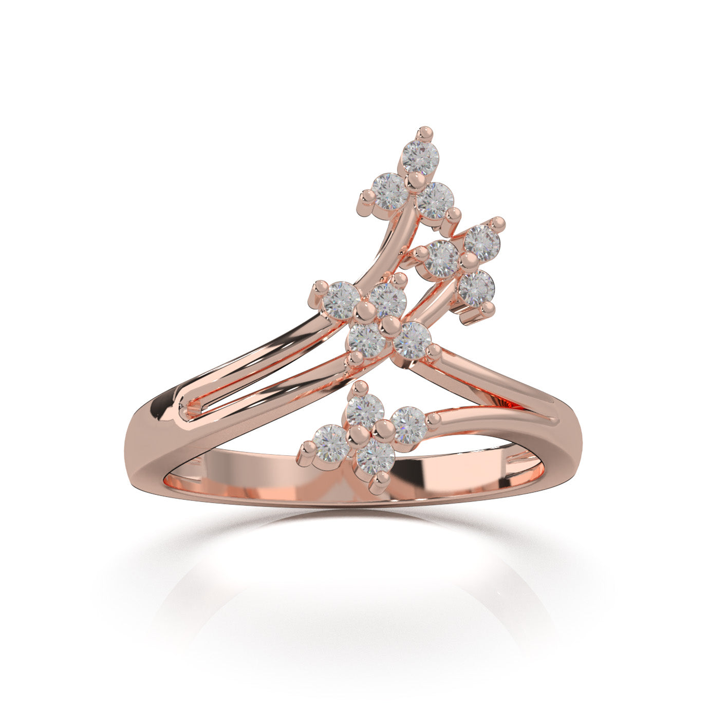 0.25 ct Moissanite Fancy Rings in 14k Rose Gold