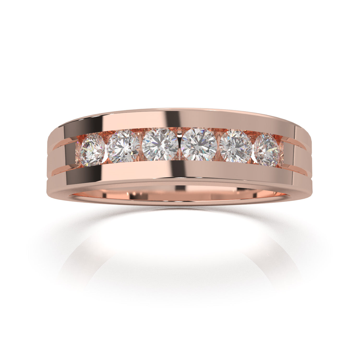 0.66 ct Moissanite Wedding Bands in 14k Rose Gold