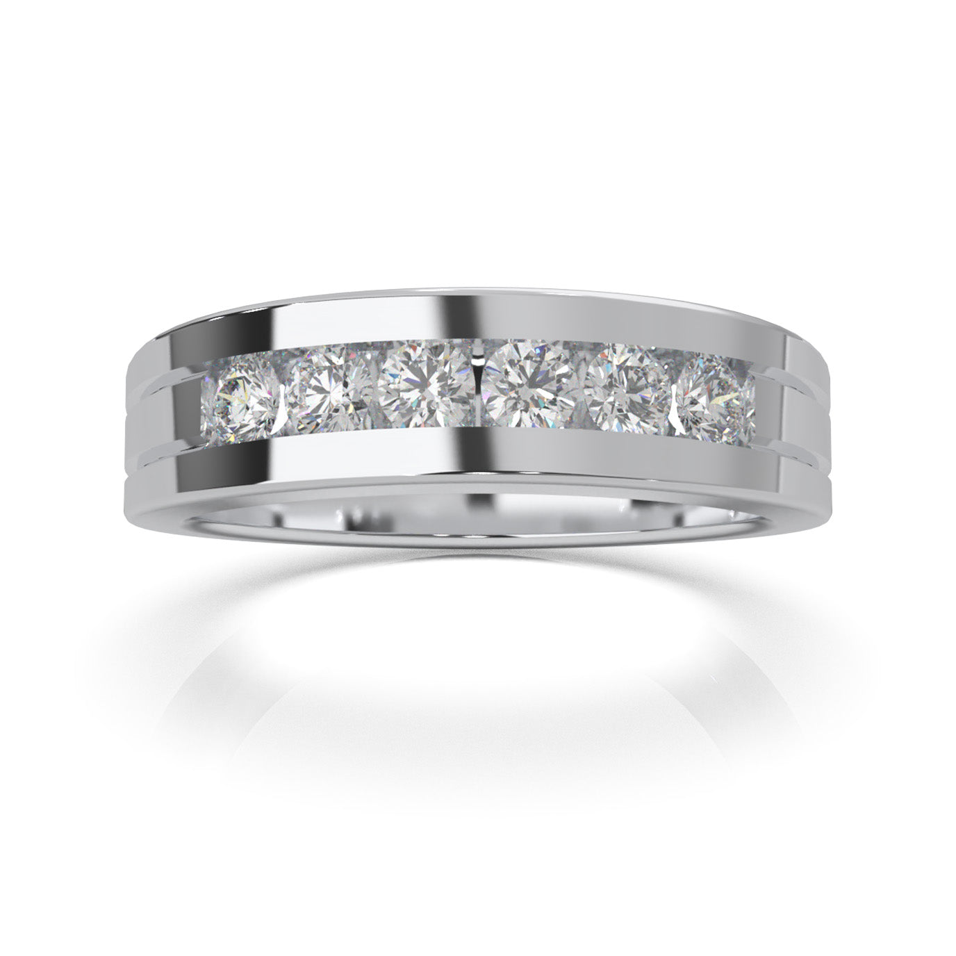 0.66 ct Moissanite Wedding Bands in 10k White Gold
