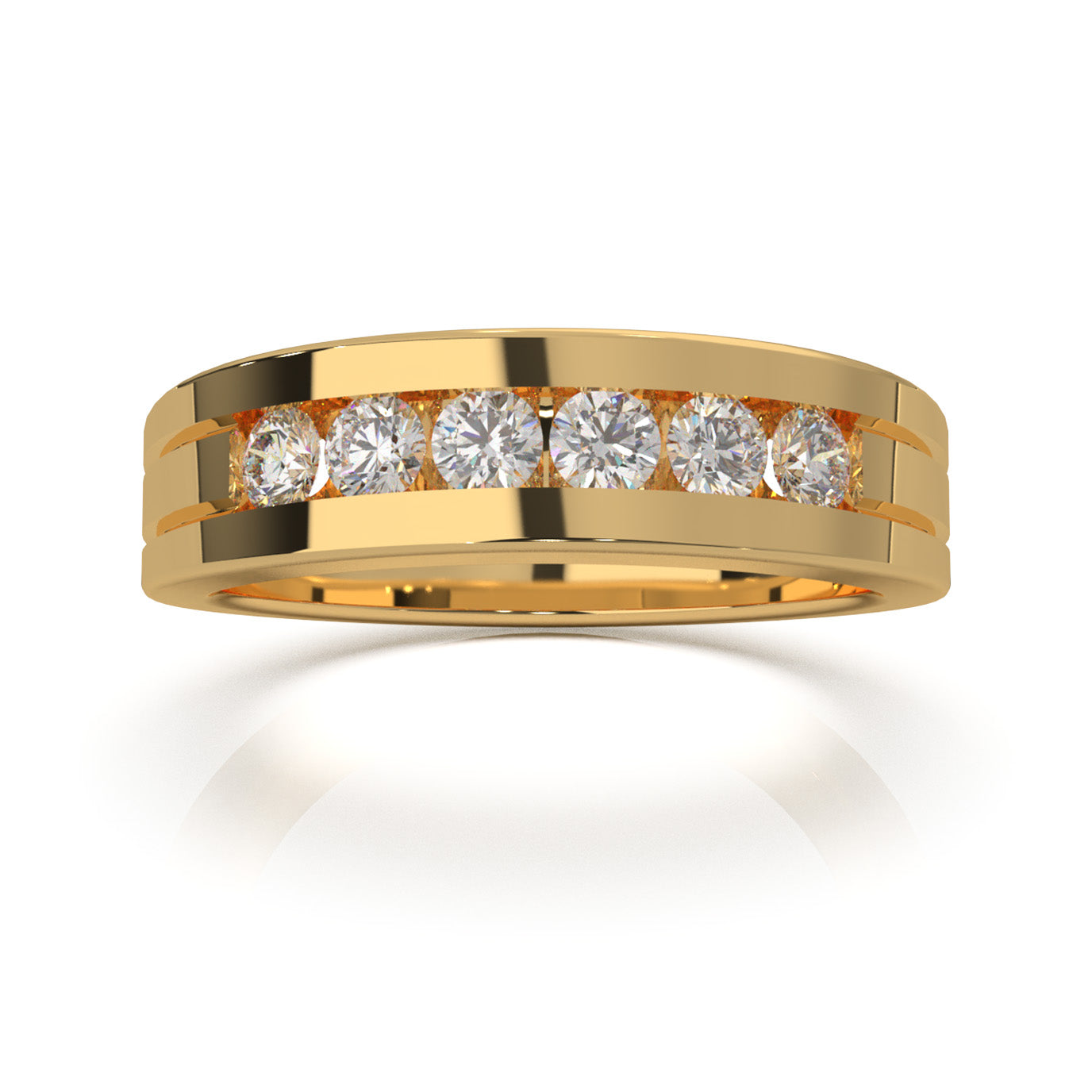 0.66 ct Moissanite Wedding Bands in 14k Yellow Gold