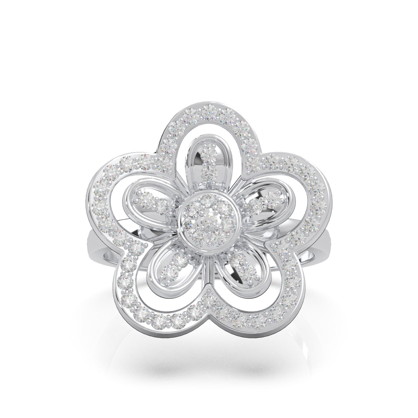 0.66 ct Natural Diamond Fancy Rings in 14k White Gold