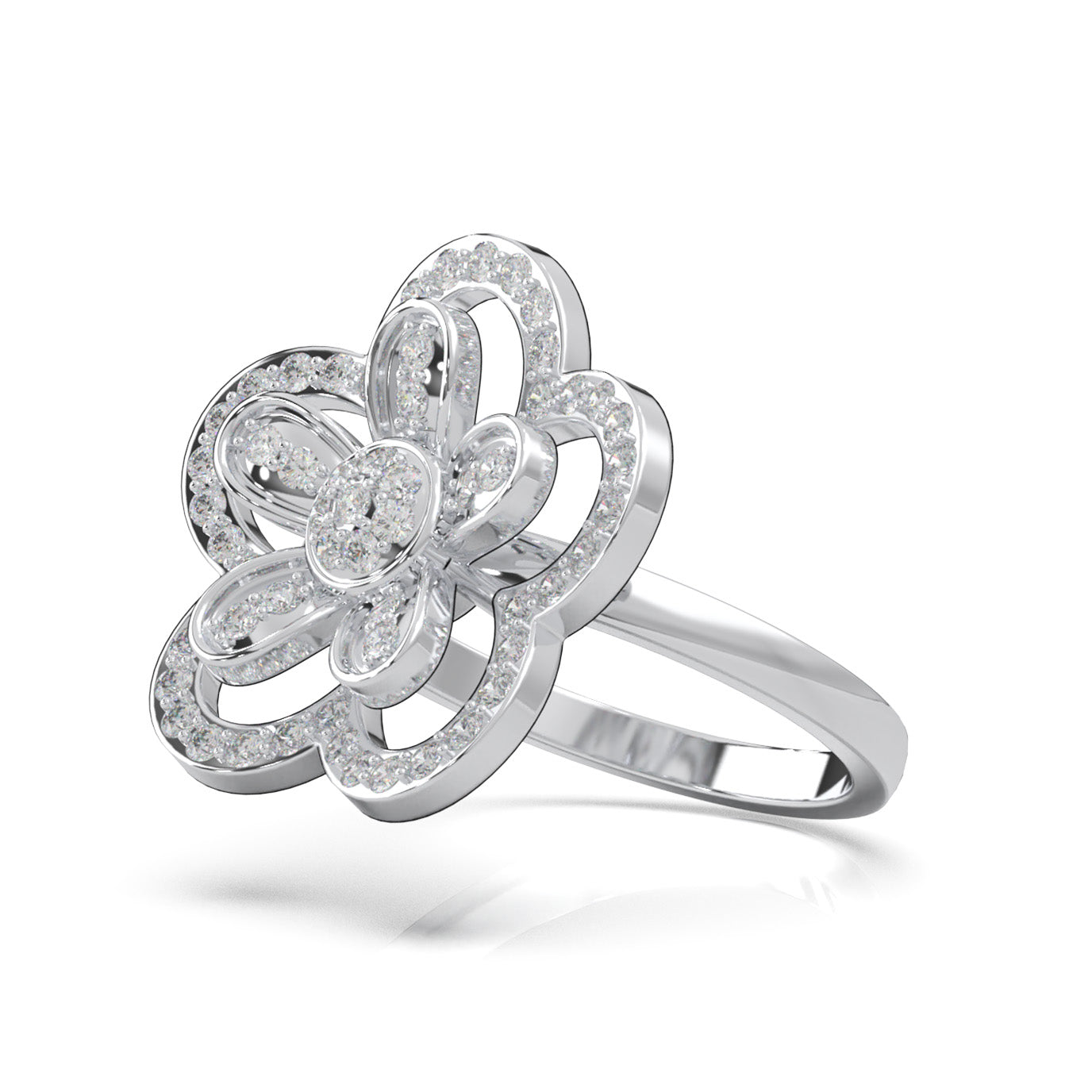 0.66 ct Natural Diamond Fancy Rings in 14k White Gold