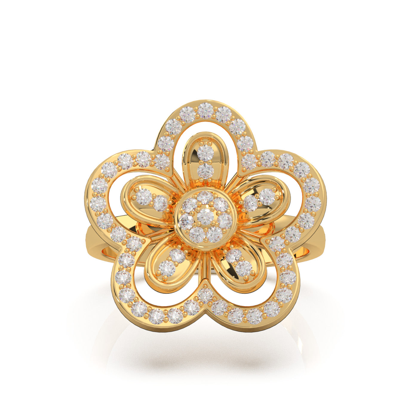 0.66 ct Natural Diamond Fancy Rings in 14k Yellow Gold