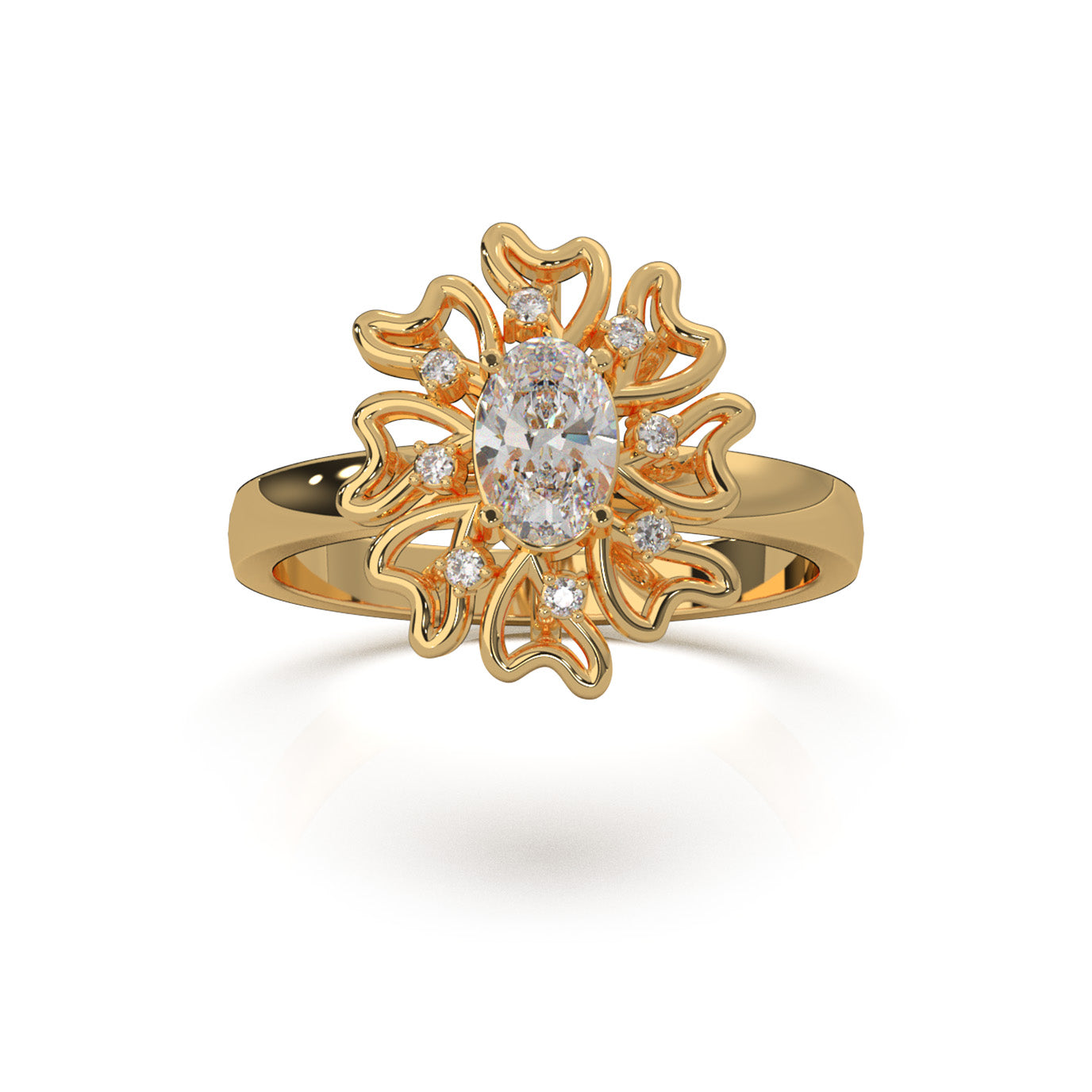 0.45 ct Moissanite Fancy Rings in 14k Yellow Gold