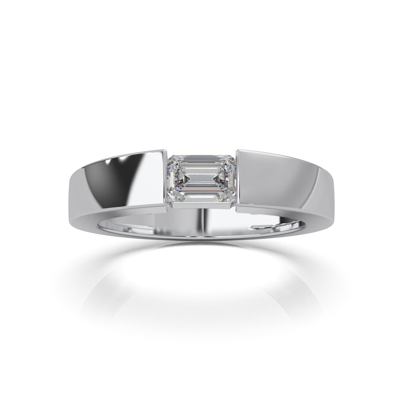 0.50 ct Moissanite Mens Rings in 10k White Gold