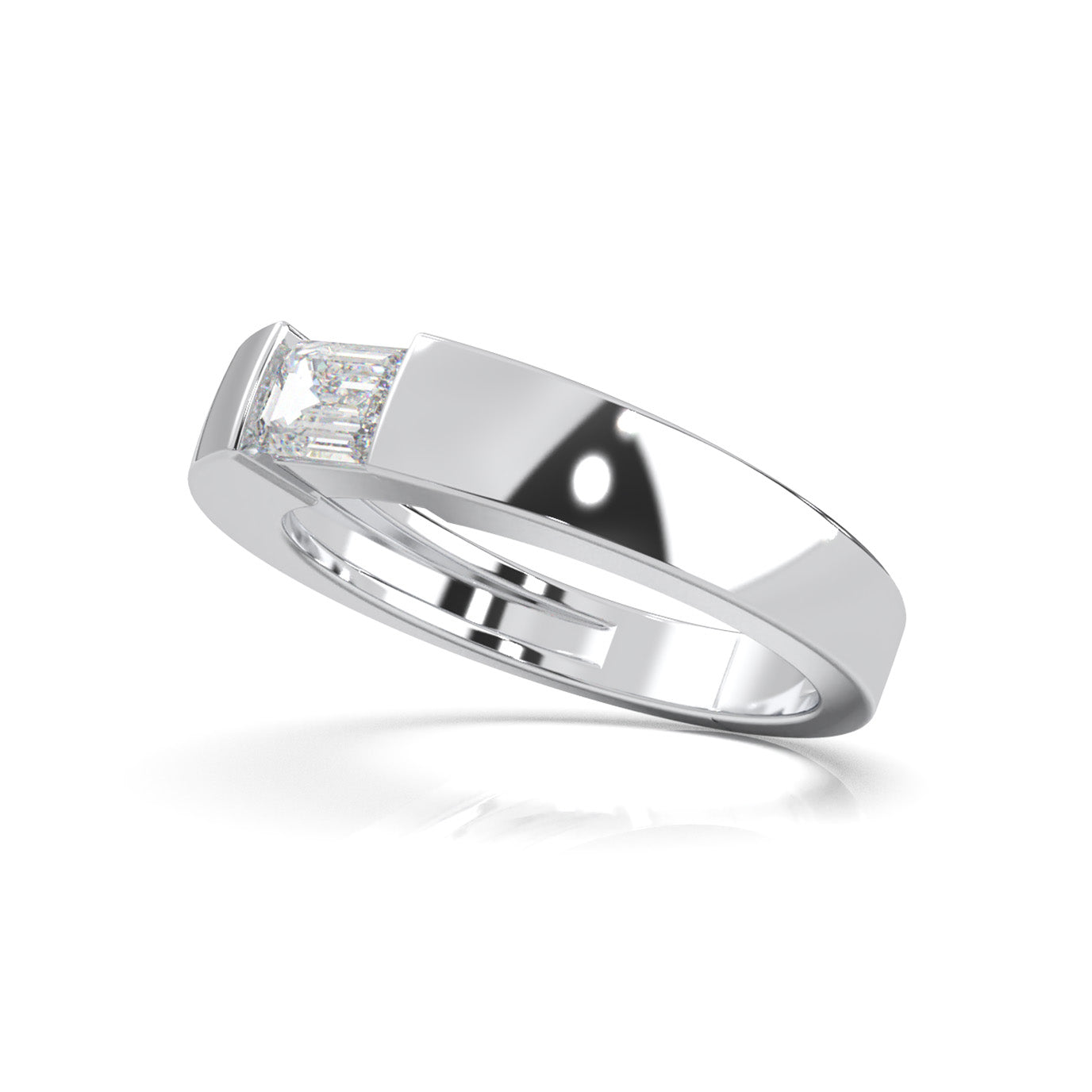 0.50 ct Natural Diamond Mens Rings in 14k White Gold