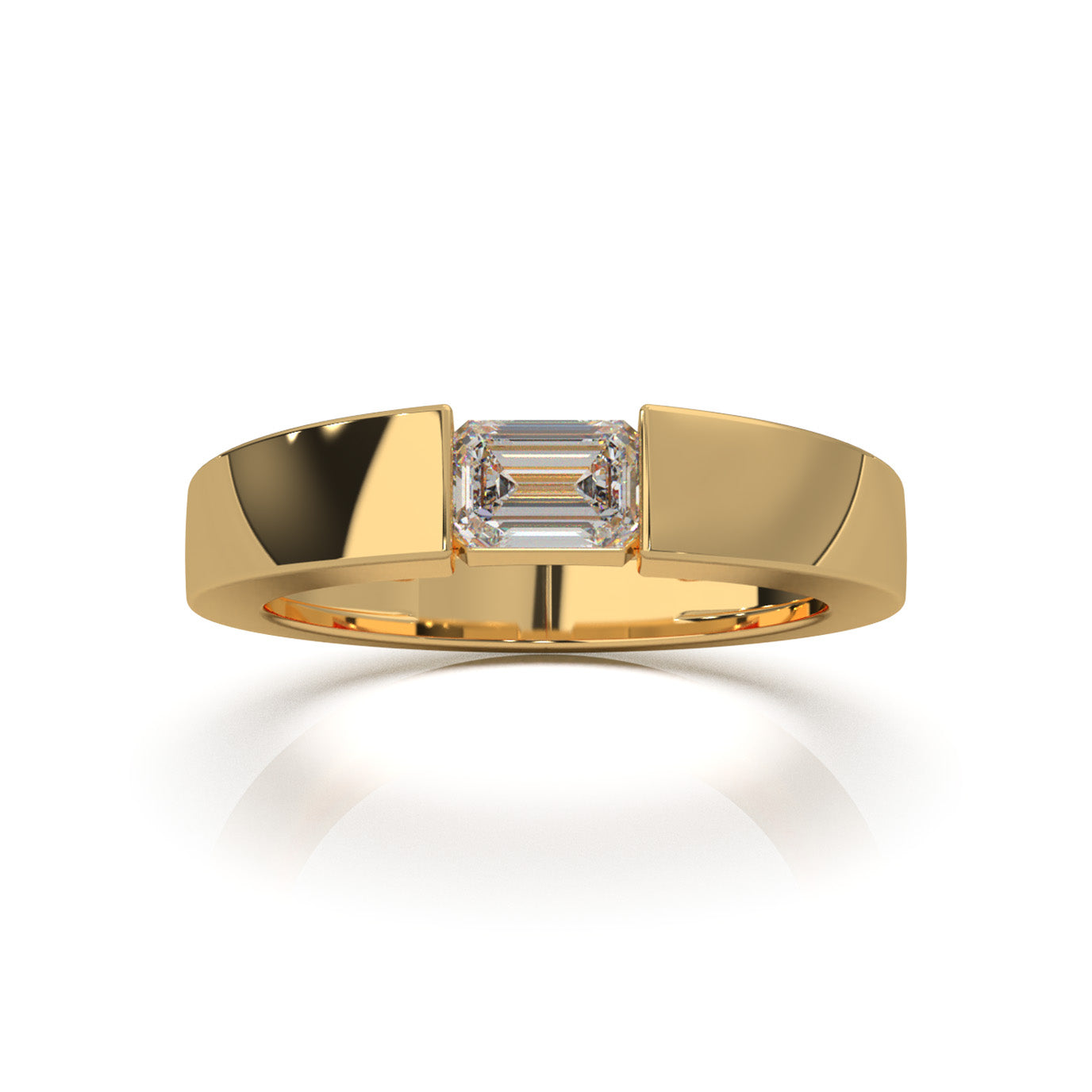 0.50 ct Moissanite Mens Rings in 14k Yellow Gold