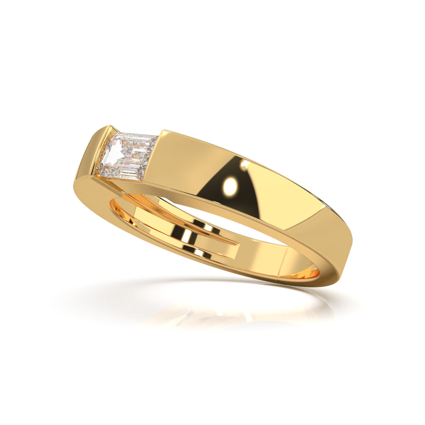 0.50 ct Moissanite Mens Rings in 10k Yellow Gold