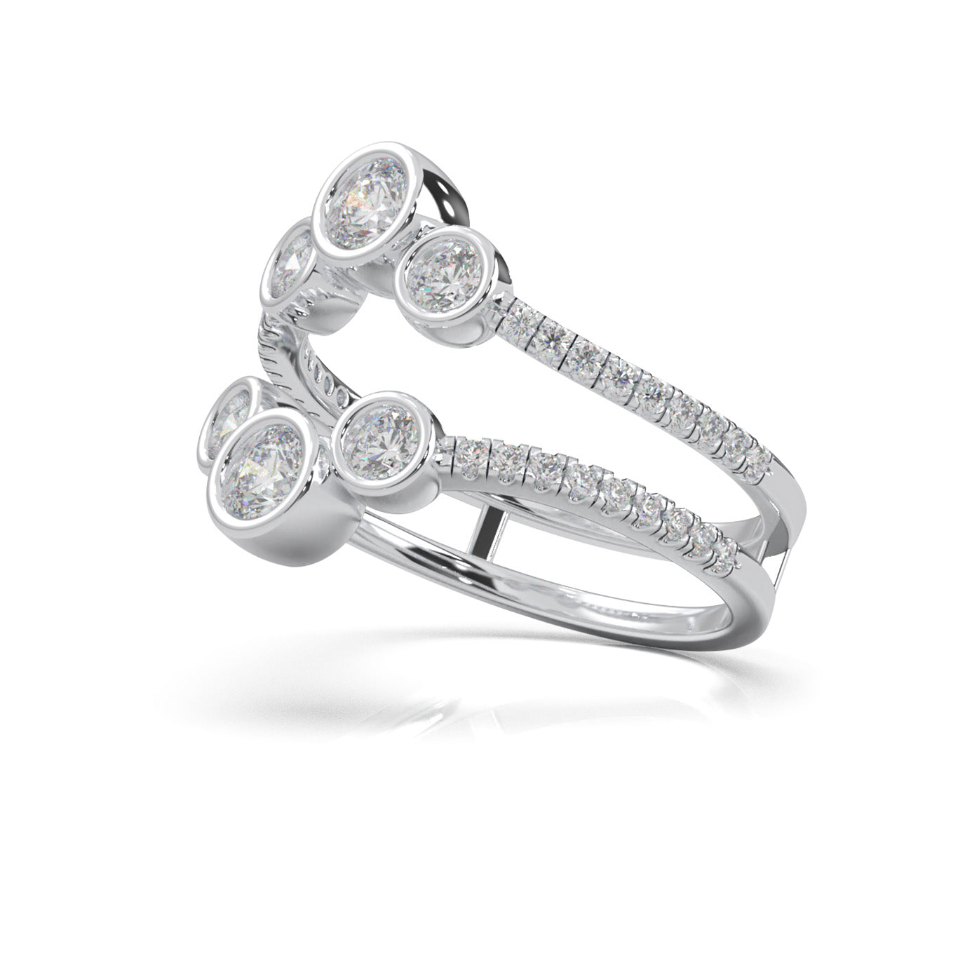 0.80 ct Moissanite Fancy Rings in 14k White Gold