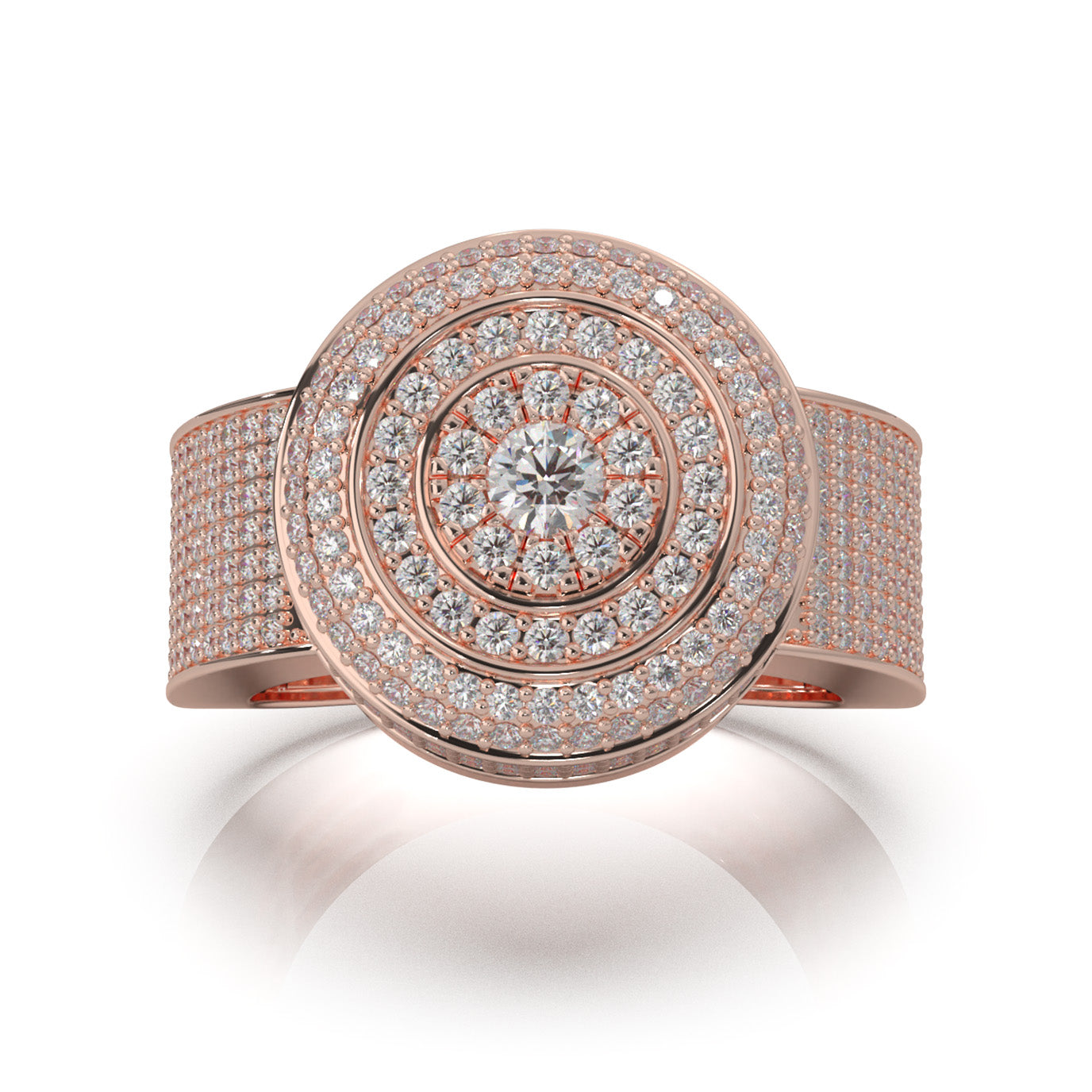 2.40 ct Lab Grown Diamond Statement Mens Rings in 14k Rose Gold