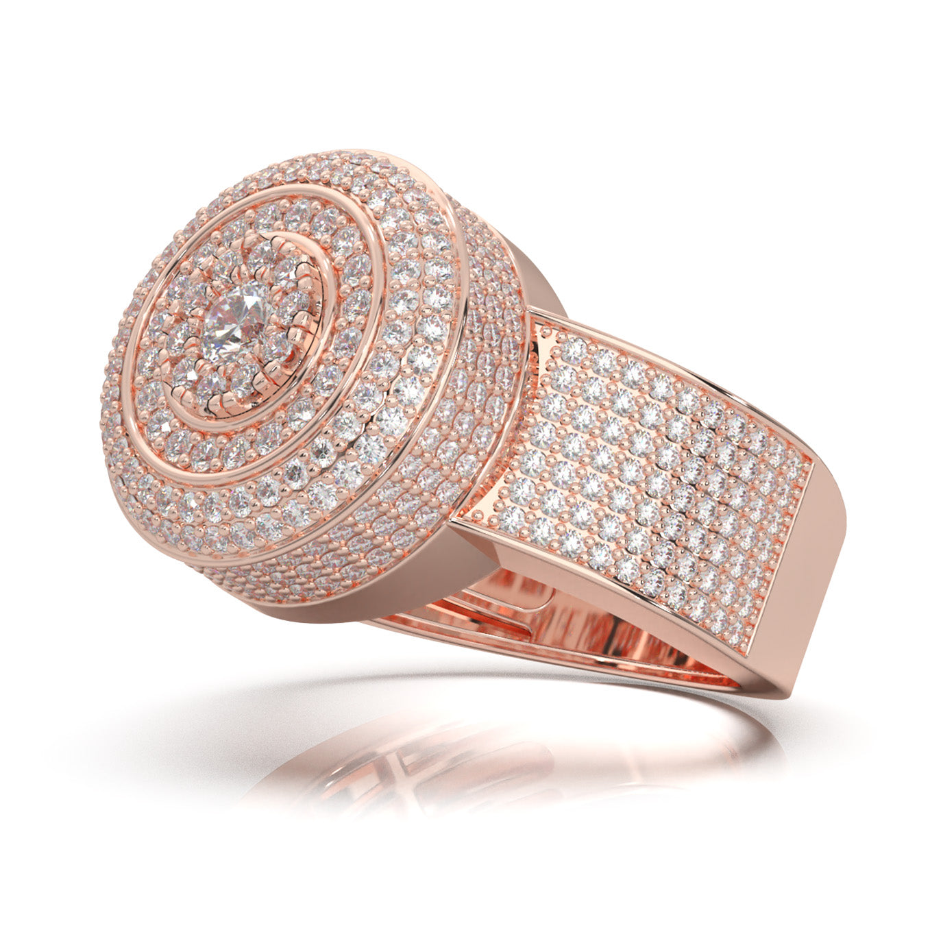 2.40 ct Lab Grown Diamond Statement Mens Rings in 14k Rose Gold