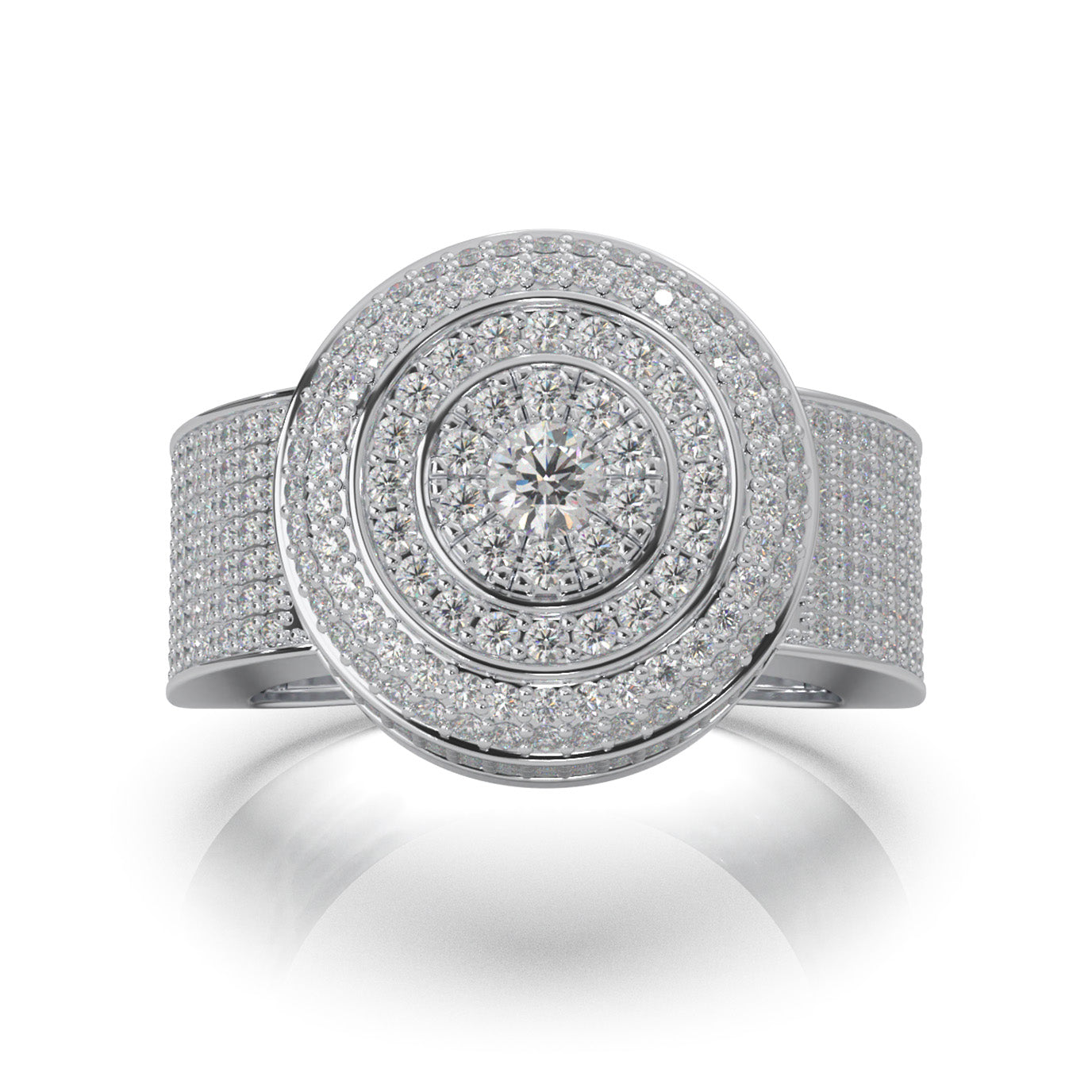 2.40 ct Moissanite Statement Mens Rings in 10k White Gold