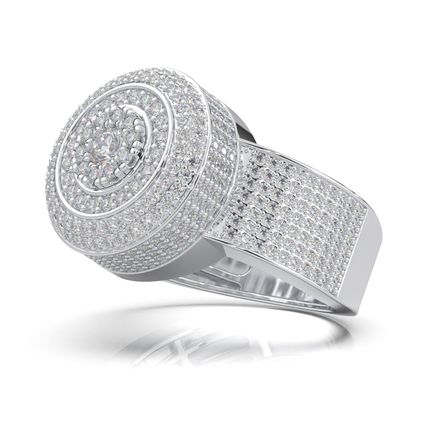 2.40 ct Moissanite Statement Mens Rings in 14k White Gold