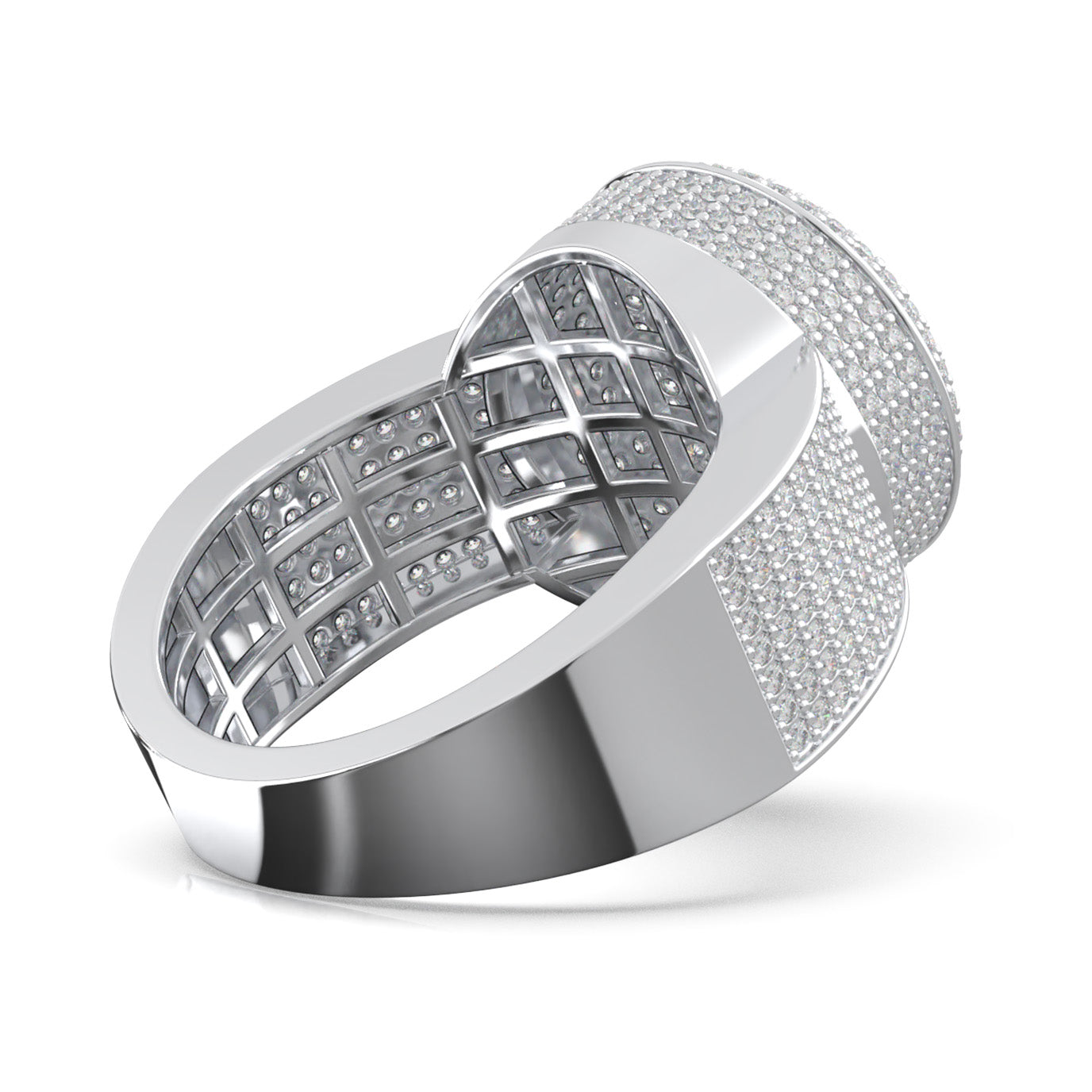 2.40 ct Moissanite Statement Mens Rings in 14k White Gold