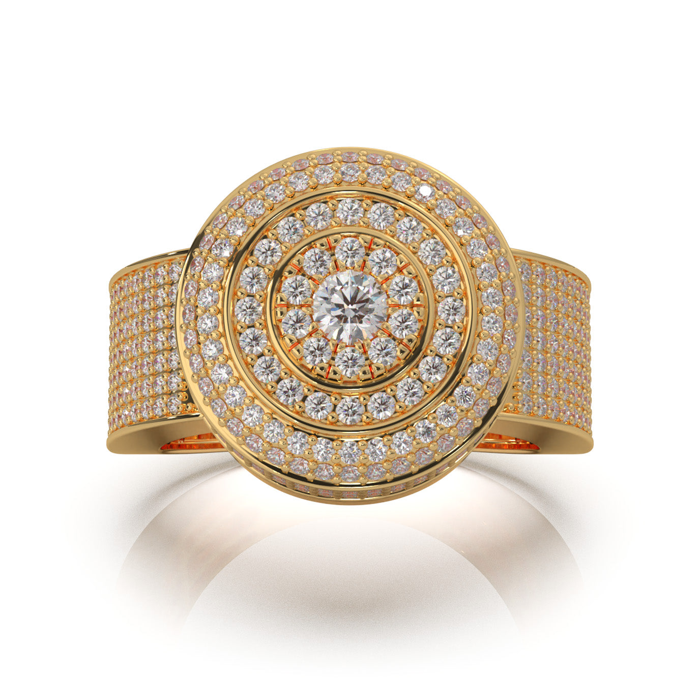 2.40 ct Moissanite Statement Mens Rings in 14k Yellow Gold