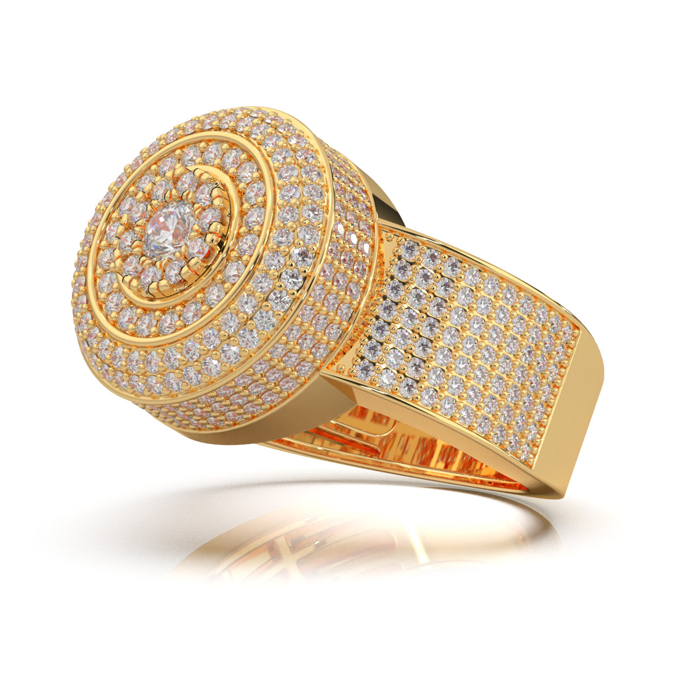 2.40 ct Moissanite Statement Mens Rings in 14k Yellow Gold