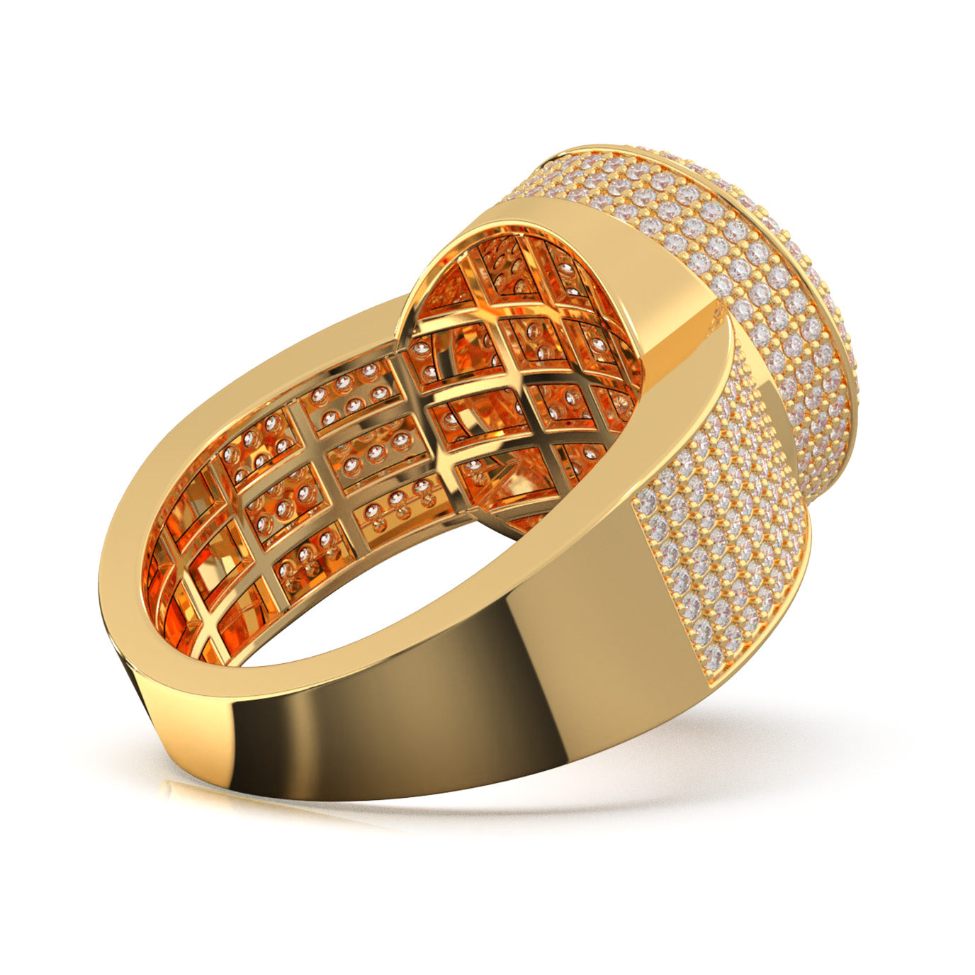 2.40 ct Moissanite Statement Mens Rings in 14k Yellow Gold