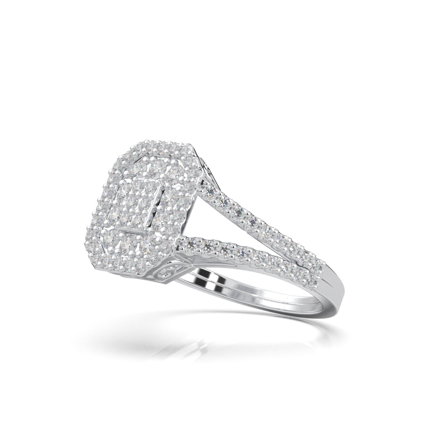 0.85 ct Moissanite Engagement Rings in 14k White Gold