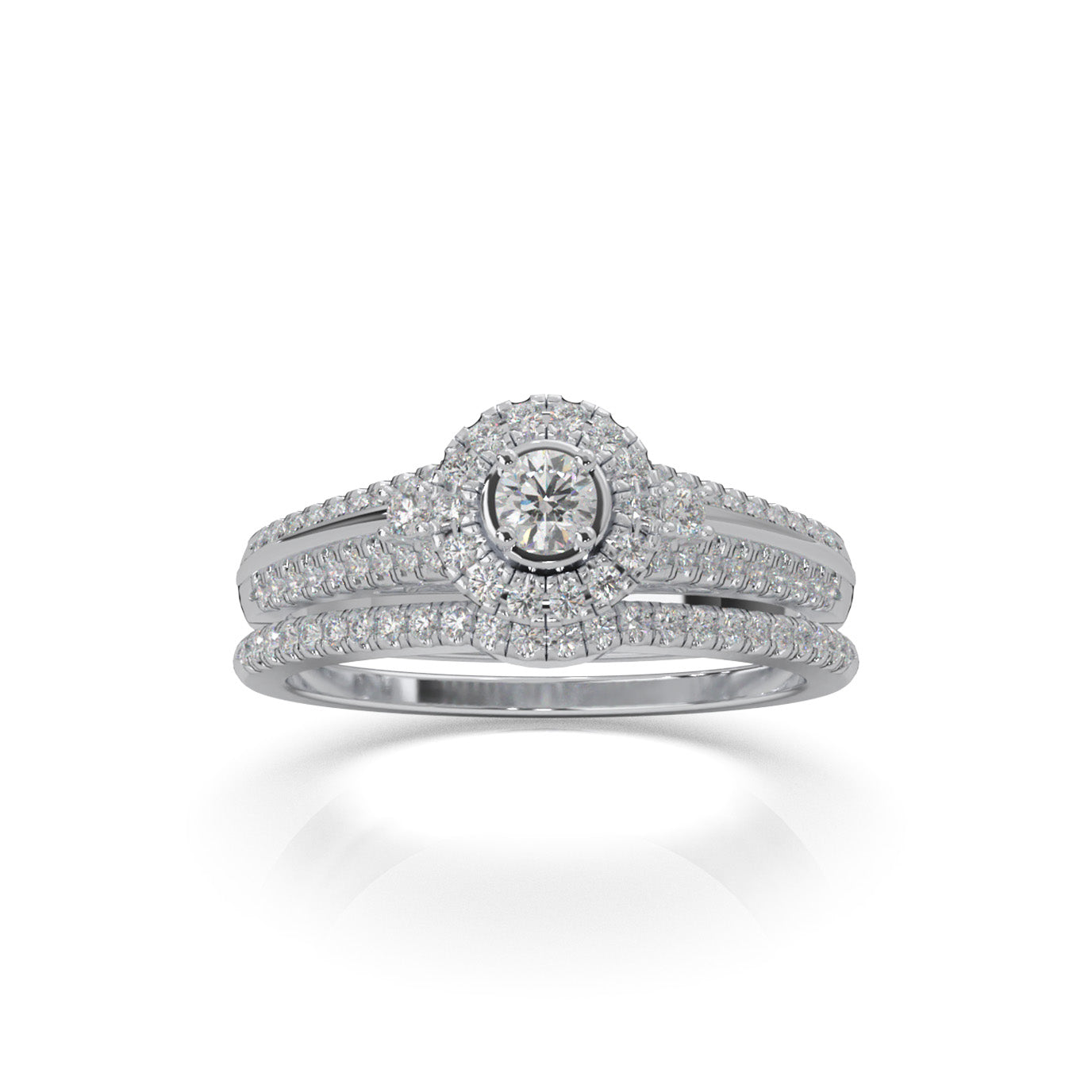 0.60 ct Moissanite Engagement Sets in 14k White Gold