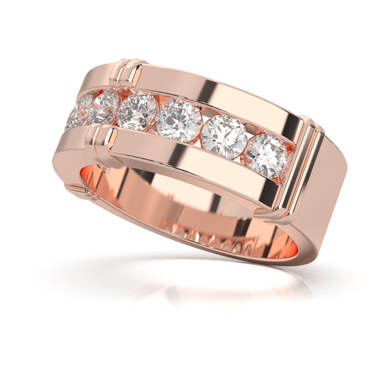 1.60 ct Natural Diamond Wedding Bands in 14k Rose Gold
