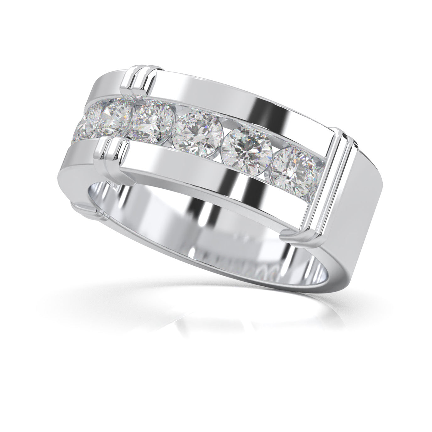 1.60 ct Natural Diamond Wedding Bands in 10k White Gold