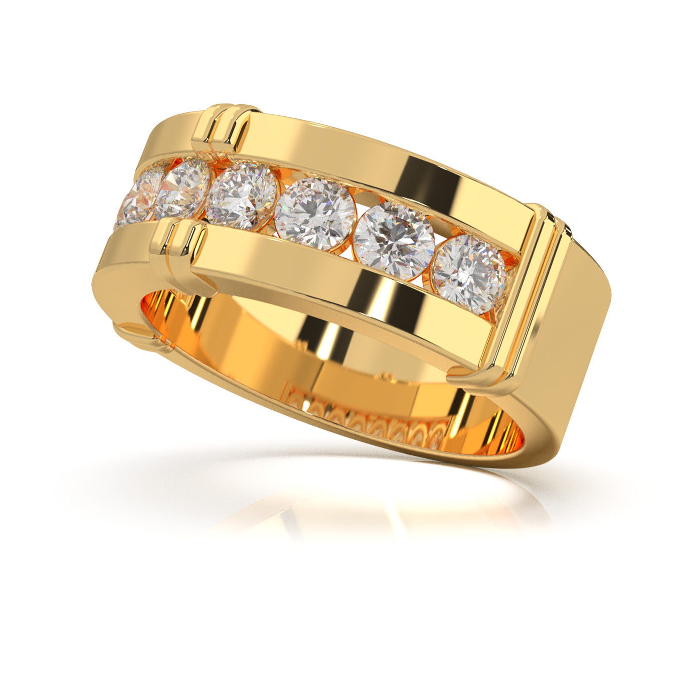 1.60 ct Moissanite Wedding Bands in 14k Yellow Gold