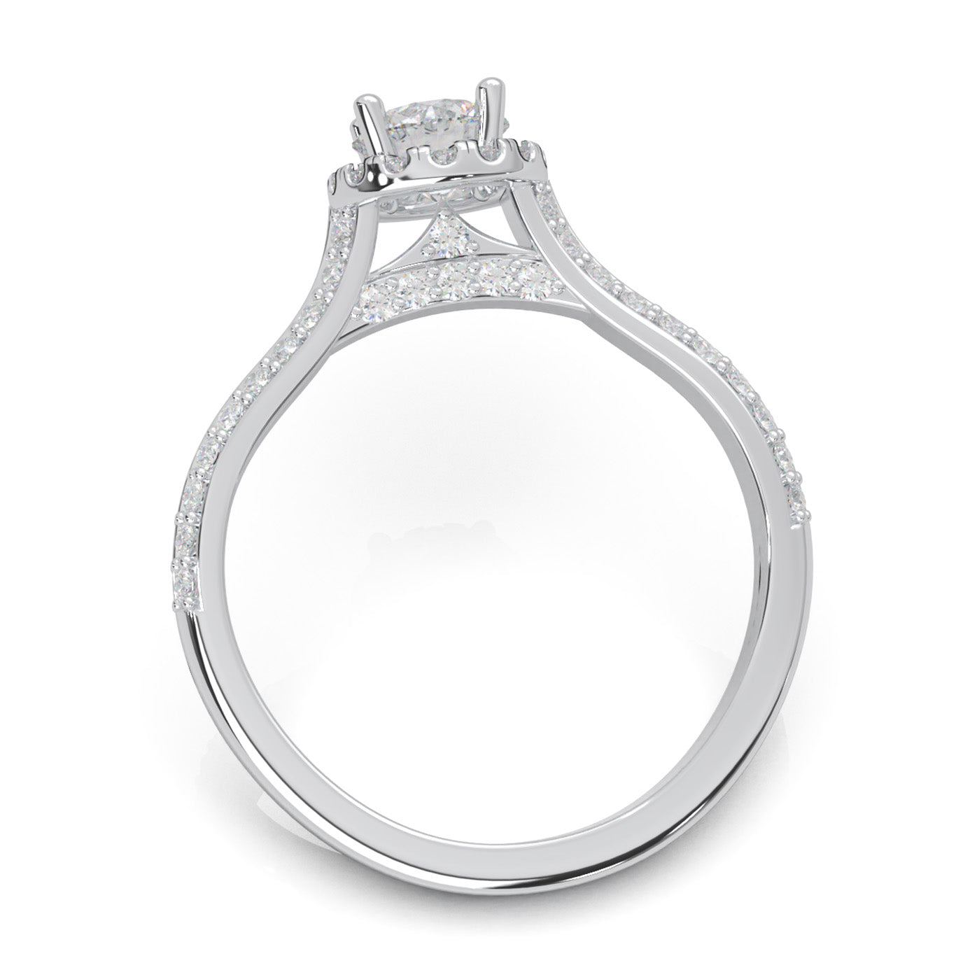 1.20 ct Natural Diamond Round Cut Under Halo Engagement Ring in 14k White Gold