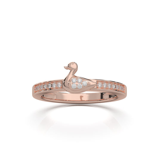 0.15 ct Natural Diamond Duck Fancy Promise Ring in 14k Rose Gold