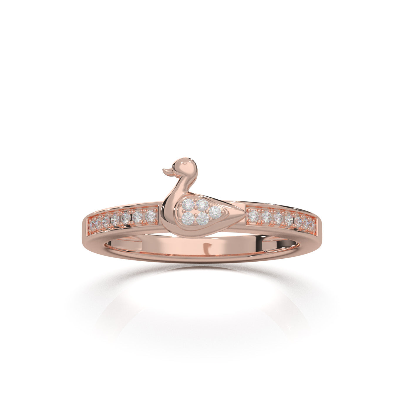 0.15 ct Moissanite Duck Fancy Promise Ring in 10k Rose Gold