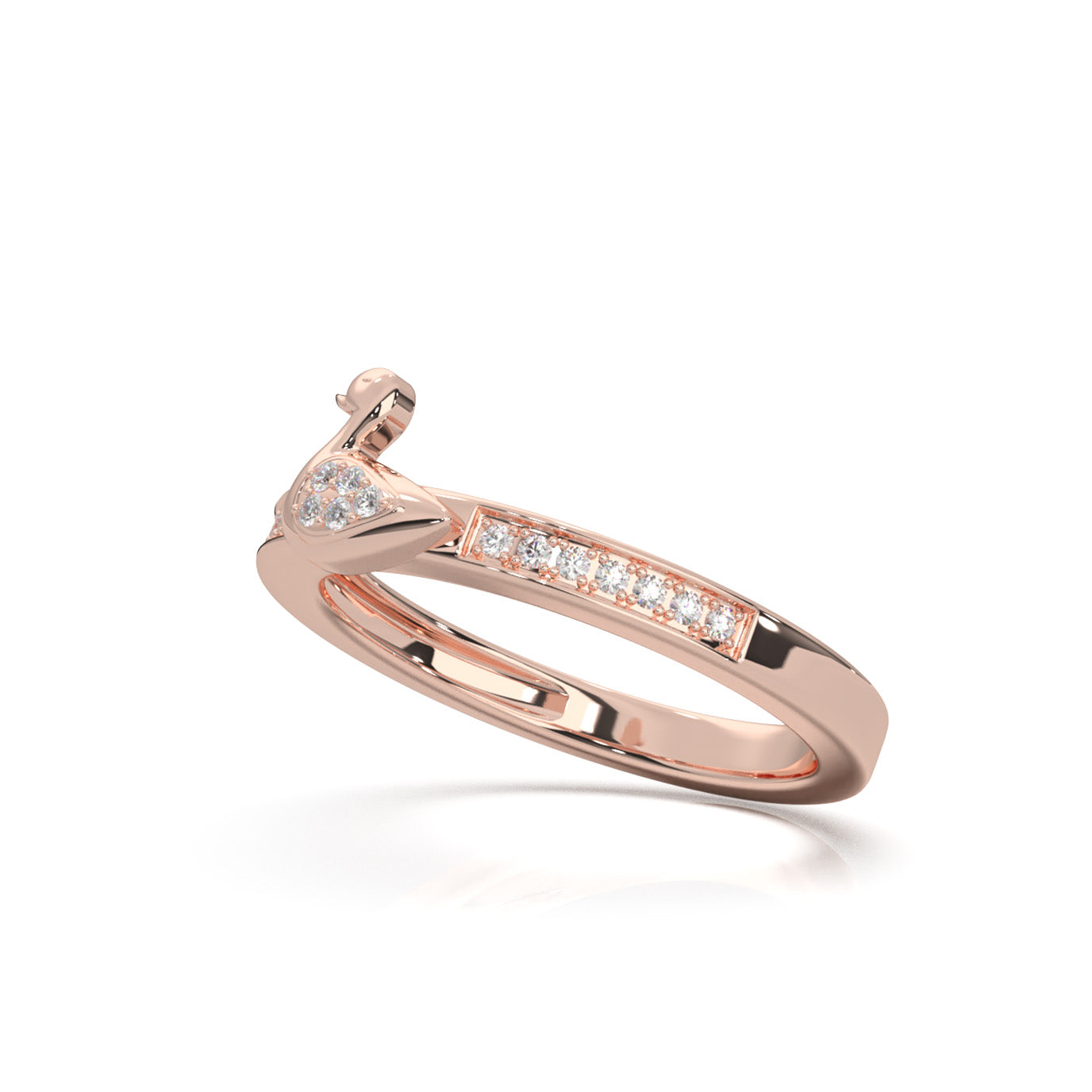 0.15 ct Natural Diamond Duck Fancy Promise Ring in 14k Rose Gold