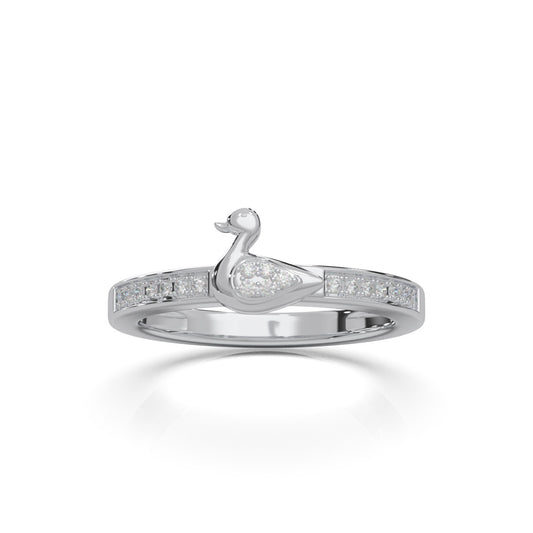 0.15 ct Natural Diamond Duck Fancy Promise Ring in 14k White Gold