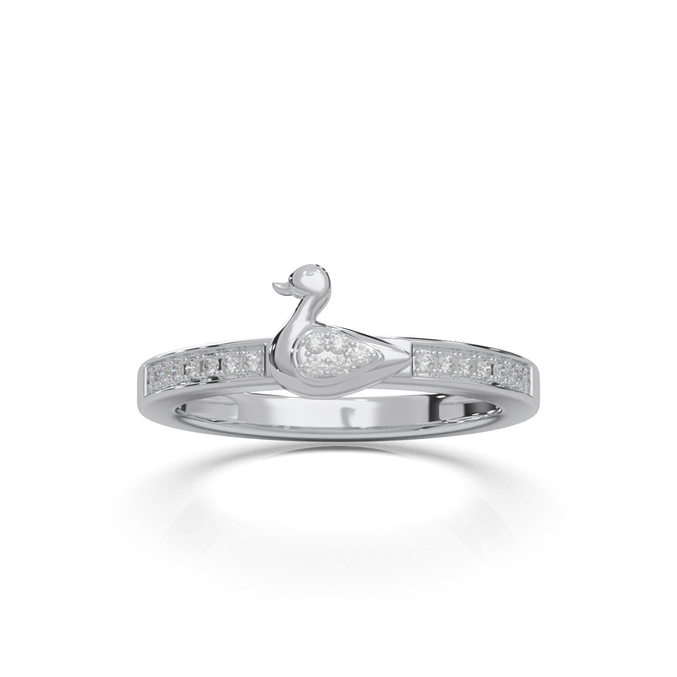 0.15 ct Moissanite Duck Fancy Promise Ring in 10k White Gold